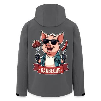 Cooles Lustiges Grill Schwein BBQ - Recycelte Männer Softshell-Jacke von Stanley/Stella - Anthrazit - Hinten - AI Model Male 185 light (185cm)