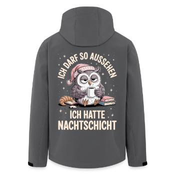 Nachtschicht Nachtdienst Krankenschwester Eule - Recycelte Männer Softshell-Jacke von Stanley/Stella - Anthrazit - Hinten - AI Model Male 185 light (185cm)