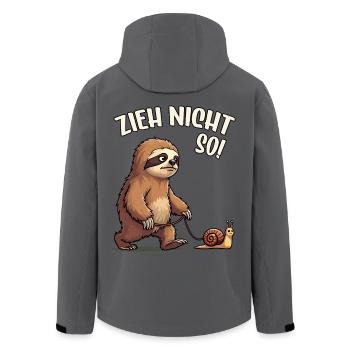 Faultier Spruch Zieh Nicht So Schnecke Wandern - Recycelte Männer Softshell-Jacke von Stanley/Stella - Anthrazit - Hinten - AI Model Male 185 light (185cm)