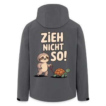 Faultier Spruch Zieh Nicht So Schildkröte Wandern - Recycelte Männer Softshell-Jacke von Stanley/Stella - Anthrazit - Hinten - AI Model Male 185 light (185cm)