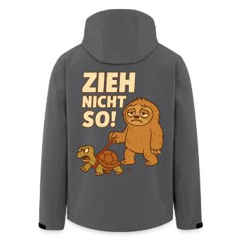 Faultier Spruch Zieh Nicht So Schildkröte Wandern - Recycelte Männer Softshell-Jacke von Stanley/Stella - Anthrazit - Hinten - AI Model Male 185 light (185cm)