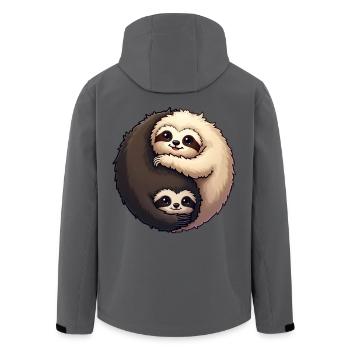 Yin Yang Faultiere - Recycelte Männer Softshell-Jacke von Stanley/Stella - Anthrazit - Hinten - AI Model Male 185 light (185cm)