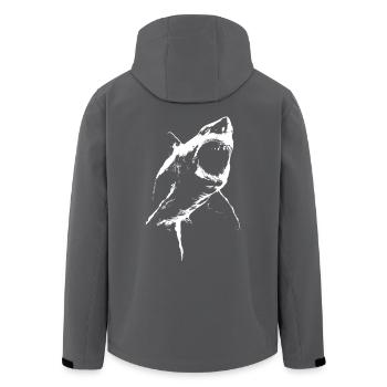 Bedrohlicher Riesen-Hai – Schwarz Weiß Silhouette - Recycelte Männer Softshell-Jacke von Stanley/Stella - Anthrazit - Hinten - AI Model Male 185 light (185cm)