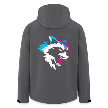 Neon Wolf Kopf – Aggressives Gaming Design - Recycelte Männer Softshell-Jacke von Stanley/Stella - Anthrazit - Hinten - AI Model Male 185 light (185cm)