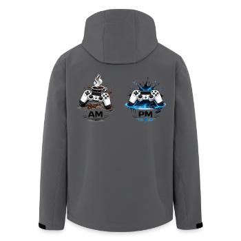 AM Coffee PM Gaming - Men’s Recycled Softshell Jacket by Stanley/Stella - anthracite - Back - AI Model Male 185 light (185cm)