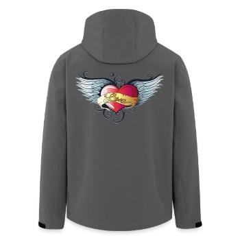 Großes Tattoo Herz mit Flügeln, love - Recycelte Männer Softshell-Jacke von Stanley/Stella - Anthrazit - Hinten - AI Model Male 185 light (185cm)