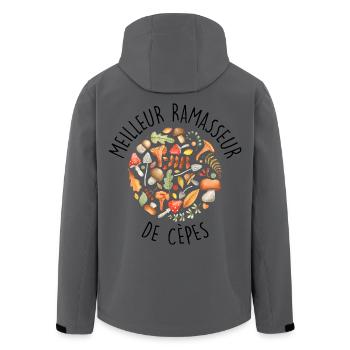 Steinpilz-Pilz-Sammler - Recycelte Männer Softshell-Jacke von Stanley/Stella - Anthrazit - Hinten - AI Model Male 185 light (185cm)