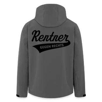 Rentner Gegen Rechts (Rente / Ruhestand / Black) - Recycelte Männer Softshell-Jacke von Stanley/Stella - Anthrazit - Hinten - AI Model Male 185 light (185cm)