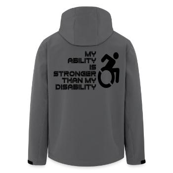 Mein Wille ist stärker als mein Rollstuhl / meine Behinderung* - Recycelte Männer Softshell-Jacke von Stanley/Stella - Anthrazit - Hinten - AI Model Male 185 light (185cm)