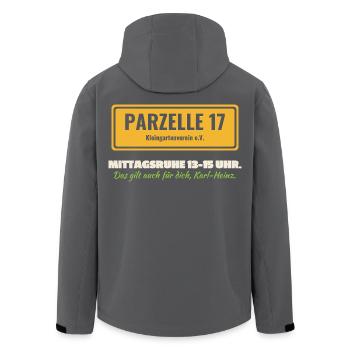 Kleingarten Parzelle Mittagsruhe Schrebergarten  - Recycelte Männer Softshell-Jacke von Stanley/Stella - Anthrazit - Hinten - AI Model Male 185 light (185cm)