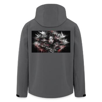 Dark Asia Punk Art Woman Portrait T-Shirt Picture - Men’s Recycled Softshell Jacket by Stanley/Stella - anthracite - Back - AI Model Male 185 light (185cm)