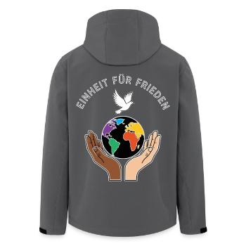 Einheit für Frieden - Recycelte Männer Softshell-Jacke von Stanley/Stella - Anthrazit - Hinten - AI Model Male 185 light (185cm)