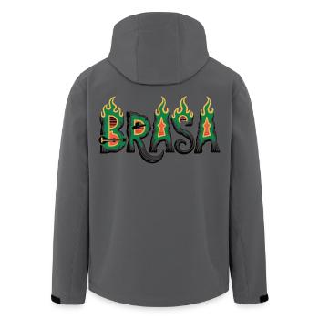 Brasil T-Shirt with Flames – Samba Football Motif - Men’s Recycled Softshell Jacket by Stanley/Stella - anthracite - Back - AI Model Male 185 light (185cm)