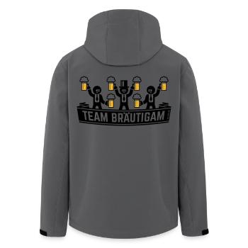 Team Bräutigam (JGA Polterabend Bierkrüge / POS2C) - Recycelte Männer Softshell-Jacke von Stanley/Stella - Anthrazit - Hinten - AI Model Male 185 light (185cm)
