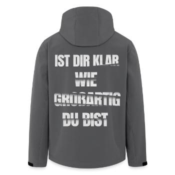 Ist dir klar wie großartig du bist?! - Mut machen - Recycelte Männer Softshell-Jacke von Stanley/Stella - Anthrazit - Hinten - AI Model Male 185 light (185cm)