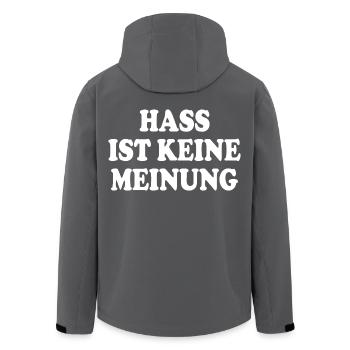 Hass ist keine meinung - Recycelte Männer Softshell-Jacke von Stanley/Stella - Anthrazit - Hinten - AI Model Male 185 light (185cm)