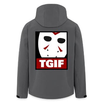 Horrormaske Gott sei Dank ist es Freitag - Recycelte Männer Softshell-Jacke von Stanley/Stella - Anthrazit - Hinten - AI Model Male 185 light (185cm)