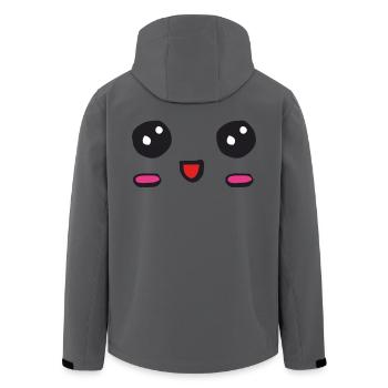 Visage kawaii avec un sourire ouvert - Veste softshell homme en polyester recyclé Stanley/Stella - charbon - Dos - AI Model Male 185 light (185cm)
