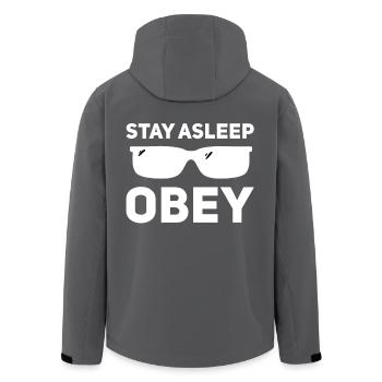 Schlafen Sie, gehorchen Sie - Recycelte Männer Softshell-Jacke von Stanley/Stella - Anthrazit - Hinten - AI Model Male 185 light (185cm)