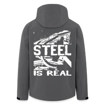 Rennrad Keirin Fixie. Stahl ist echt - Recycelte Männer Softshell-Jacke von Stanley/Stella - Anthrazit - Hinten - AI Model Male 185 light (185cm)