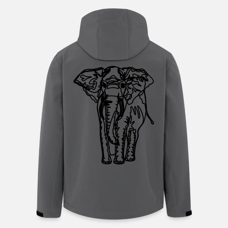 Tegning af en elefant - Stanley/Stella herre softshelljakke i genanvendt polyester Discoverer - charcoal