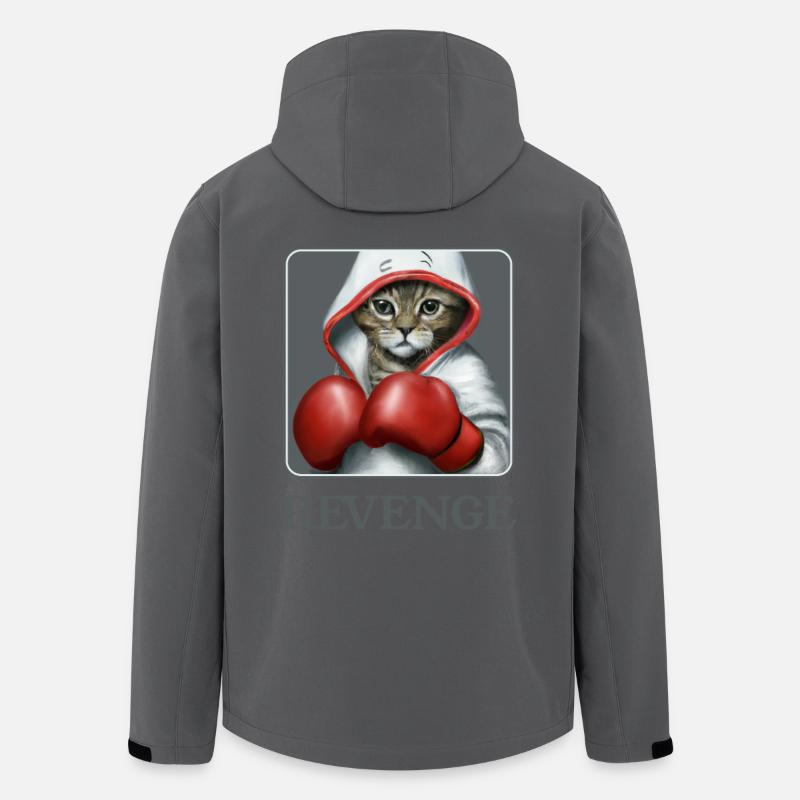 Vengeance. Le chat boxeur mignon. Félin - Veste softshell homme en polyester recyclé Stanley/Stella - charbon