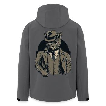 1920er Gangster Katze Anführer einer Katzen Gang - Recycelte Männer Softshell-Jacke von Stanley/Stella - Anthrazit - Hinten - AI Model Male 185 light (185cm)
