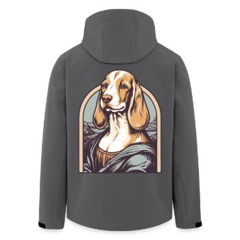 Lisa Gemälde Parody mit einem Beagle Hund - Recycelte Männer Softshell-Jacke von Stanley/Stella - Anthrazit - Hinten - AI Model Male 185 light (185cm)