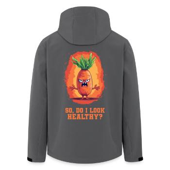Sehe ich gesund aus? Vegane Cartoon-Karotte - Recycelte Männer Softshell-Jacke von Stanley/Stella - Anthrazit - Hinten - AI Model Male 185 light (185cm)