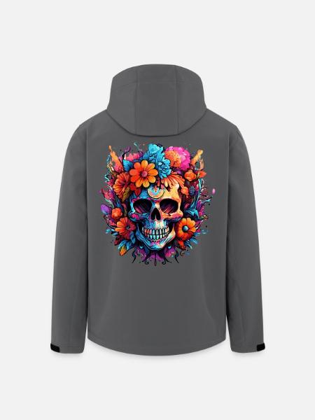Blumenstrauß Zucker Schädel Totenkopf - Recycelte Männer Softshell-Jacke von Stanley/Stella - Anthrazit