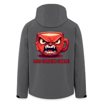 Lustige wütende Kaffeetasse: Guten Morgen, Loser - Recycelte Männer Softshell-Jacke von Stanley/Stella - Anthrazit - Hinten - AI Model Male 185 light (185cm)
