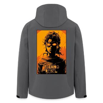Techno Cyber Rebellin - Recycelte Männer Softshell-Jacke von Stanley/Stella - Anthrazit - Hinten - AI Model Male 185 light (185cm)