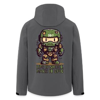 Das Leben ist kurz – Gestalten Sie es episch - Recycelte Männer Softshell-Jacke von Stanley/Stella - Anthrazit - Hinten - AI Model Male 185 light (185cm)