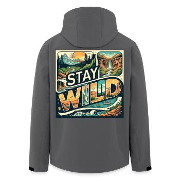 Bleib wild - Recycelte Männer Softshell-Jacke von Stanley/Stella - Anthrazit - Hinten - AI Model Male 185 light (185cm)