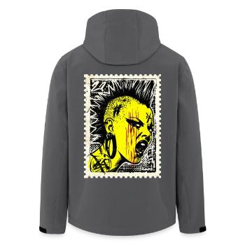 Wilde Punk Frau mit Iro und Wut auf Briefmarke - Recycelte Männer Softshell-Jacke von Stanley/Stella - Anthrazit - Hinten - AI Model Male 185 light (185cm)