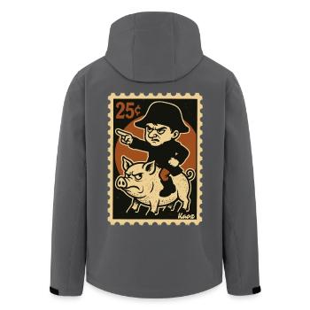 Kleiner Napoleon reitet wütendes Schwein - Recycelte Männer Softshell-Jacke von Stanley/Stella - Anthrazit - Hinten - AI Model Male 185 light (185cm)