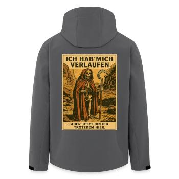 Sensemann hat sich verlaufen - Recycelte Männer Softshell-Jacke von Stanley/Stella - Anthrazit - Hinten - AI Model Male 185 light (185cm)