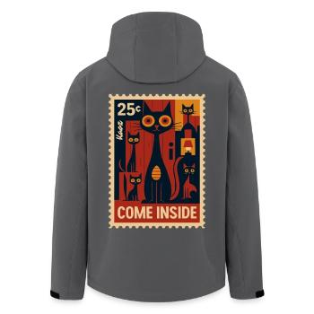 Briefmarke mit Katzen im Deco-Art Stil - Recycelte Männer Softshell-Jacke von Stanley/Stella - Anthrazit - Hinten - AI Model Male 185 light (185cm)