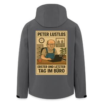 Peter Lustlos: erster und letzter Tag im Büro - Recycelte Männer Softshell-Jacke von Stanley/Stella - Anthrazit - Hinten - AI Model Male 185 light (185cm)