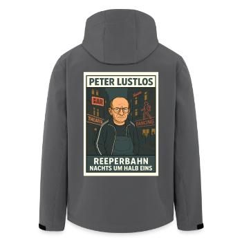Peter Lustlos – Reeperbahn Nachts um halb eins - Recycelte Männer Softshell-Jacke von Stanley/Stella - Anthrazit - Hinten - AI Model Male 185 light (185cm)