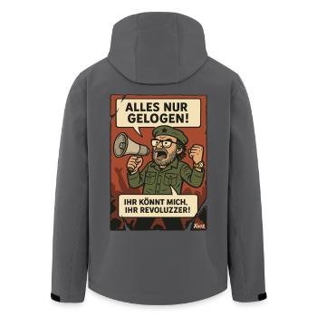 Alles nur gelogen! Revoluzzer-Parodie - Recycelte Männer Softshell-Jacke von Stanley/Stella - Anthrazit - Hinten - AI Model Male 185 light (185cm)