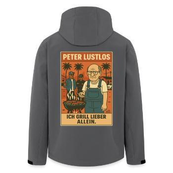 Peter Lustlos & Grillen: Ich grill lieber allein - Recycelte Männer Softshell-Jacke von Stanley/Stella - Anthrazit - Hinten - AI Model Male 185 light (185cm)