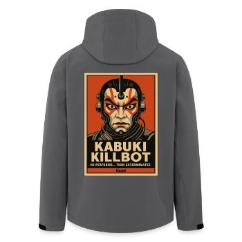 Kabuki Killbot – Theater trifft Sci-Fi - Recycelte Männer Softshell-Jacke von Stanley/Stella - Anthrazit - Hinten - AI Model Male 185 light (185cm)