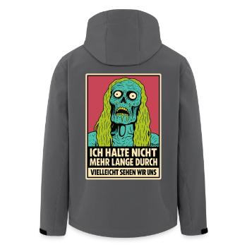 Zombie mit Spruch: „Ich halte nicht durch“ - Recycelte Männer Softshell-Jacke von Stanley/Stella - Anthrazit - Hinten - AI Model Male 185 light (185cm)