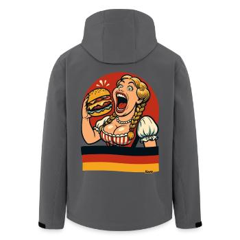 Dirndl-Frau isst Riesen-Burger - Recycelte Männer Softshell-Jacke von Stanley/Stella - Anthrazit - Hinten - AI Model Male 185 light (185cm)