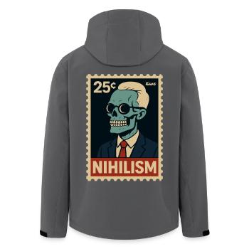 Nihilismus Briefmarke – Skelett im Anzug - Recycelte Männer Softshell-Jacke von Stanley/Stella - Anthrazit - Hinten - AI Model Male 185 light (185cm)
