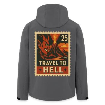 Teuflische Reise zur Hölle als Briefmarke - Recycelte Männer Softshell-Jacke von Stanley/Stella - Anthrazit - Hinten - AI Model Male 185 light (185cm)