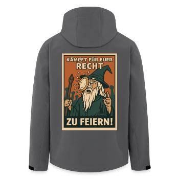 Kämpft für euer Recht zu feiern! - Recycelte Männer Softshell-Jacke von Stanley/Stella - Anthrazit - Hinten - AI Model Male 185 light (185cm)