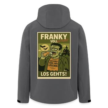Franky – Der Durst wird gelöscht! - Recycelte Männer Softshell-Jacke von Stanley/Stella - Anthrazit - Hinten - AI Model Male 185 light (185cm)