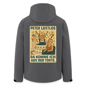 Peter Lustlos – Da komme ich aus der Torte - Recycelte Männer Softshell-Jacke von Stanley/Stella - Anthrazit - Hinten - AI Model Male 185 light (185cm)
